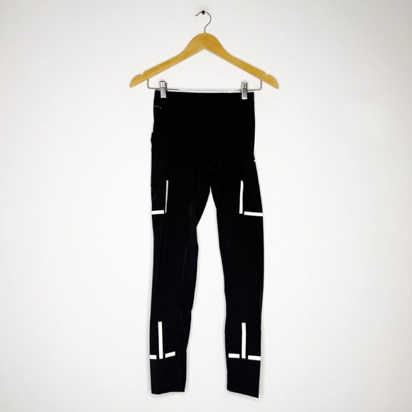 Adidas Reflective Stripes Running Leggings Black XS | 26” Inseam Tight Fit - Picture 2 of 7